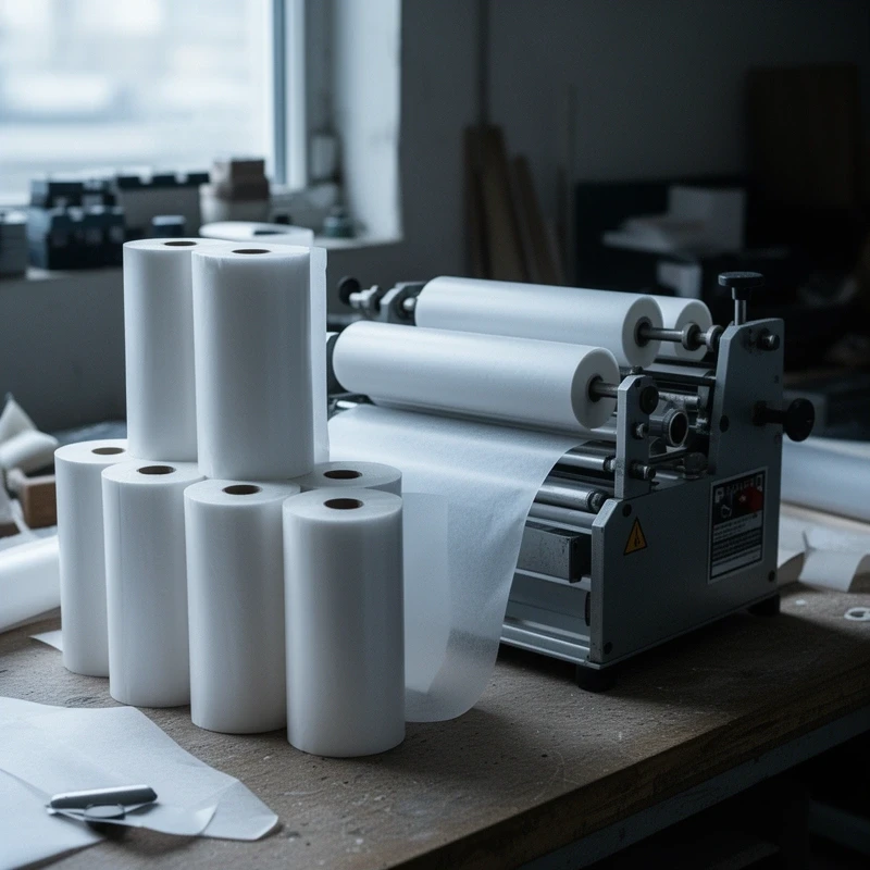 Rolls of printed candy wrappers